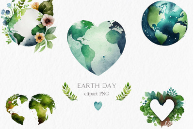 Earth day Watercolor Clipart PNG