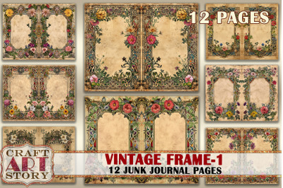 Vintage borders frame Junk Journal Pages-1,Decorative