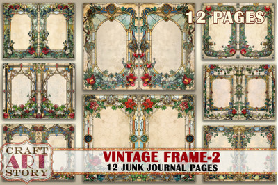 Vintage borders frame Junk Journal Pages-2,Decorative