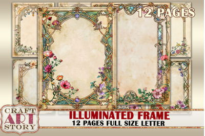 Vintage Illuminated Frame journal pages&2C;Border&2C;Scrapbook