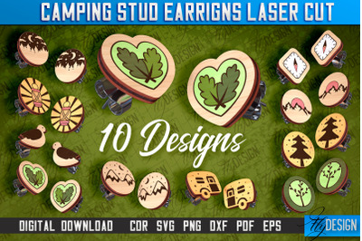 Camping Stud Earrings Laser Cut | Accessories Laser Cut Design | CNC F