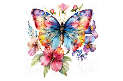 Floral Butterfly PNG, Spring Sublimation Graphics, Printable Butterfly