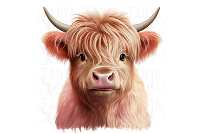 Highland Cow Watercolor Poster | Farmhouse Animal Art | Printable Desi