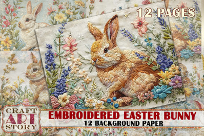 Embroidered Easter Bunny Background Paper,fabric embroidery