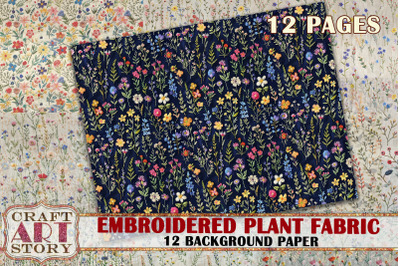 Embroidered plant Background Paper,fabric embroidery