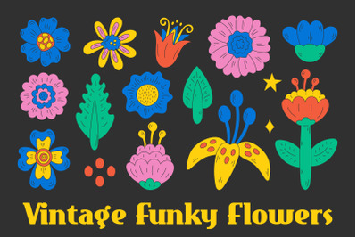 Vintage Funky Flowers Summer PNG Clipart