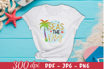 Seas the Day PNG, Beach Sublimation Design