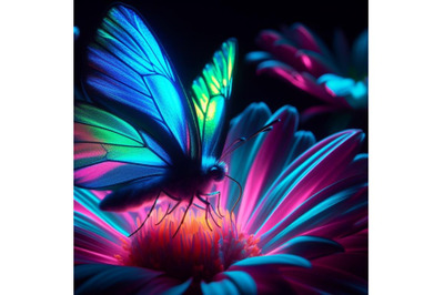 A neon-lit butterfly
