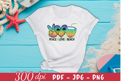 Peace Love Beach, Summer Sublimation Design