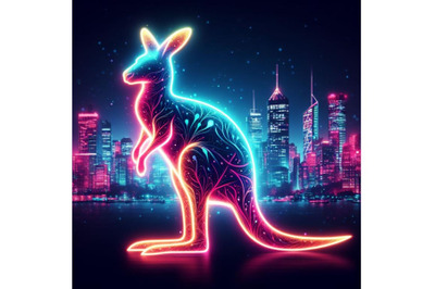 A neon-lit kangaroo