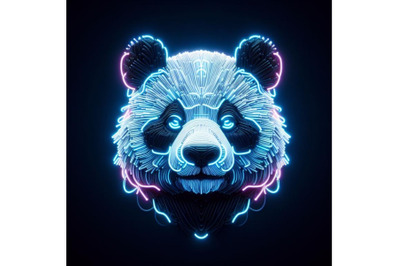 A neon-lit panda