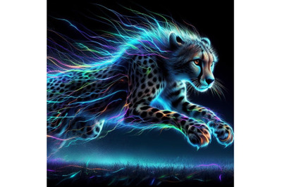 A neon-lit Running cheetah