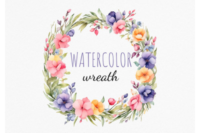 Spring wreath clipart, watercolor, mothers day, easter, wedding