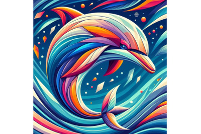 Beautiful abstract geometry  pattern dolphin