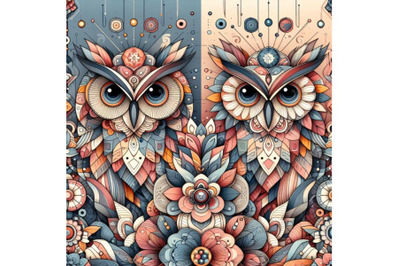 Beautiful abstract geometry  pattern owl