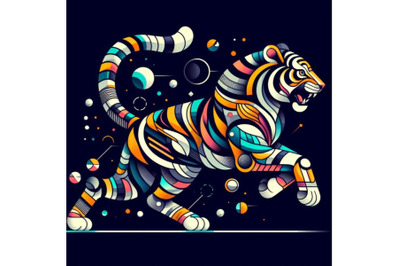 Beautiful abstract geometry  pattern tiger