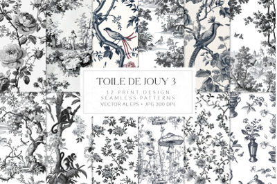 Toile De Jouy Print Design Patterns 1