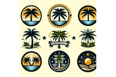 Illustration of Palm tree emblems