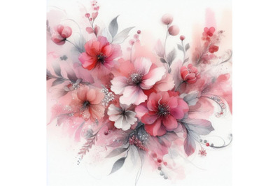 Pink abstract floral watercolor paintings