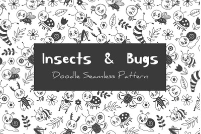 Insects And Bugs Doodle Seamless Pattern