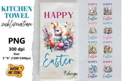 Easter bunny sublimation. Happy Easter towel bundle 9 design