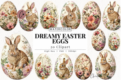 Dreamy Easter Eggs Clipart, Easter PNG