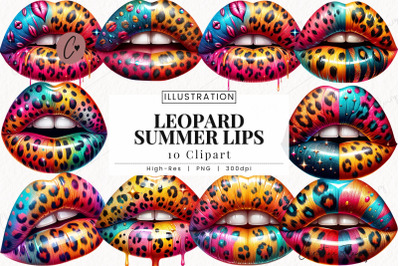 Leopard Summer Lips Clipart, Summer PNG