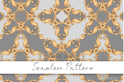 Gray ornamental seamless pattern