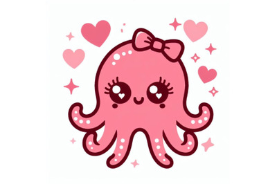 a cute octopus loved silhouette
