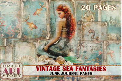 Vintage Sealife Junk Journal Kit printable&2C;Nautical