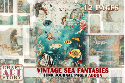 Vintage Sealife Junk Journal Kit printable ADDON,Nautical