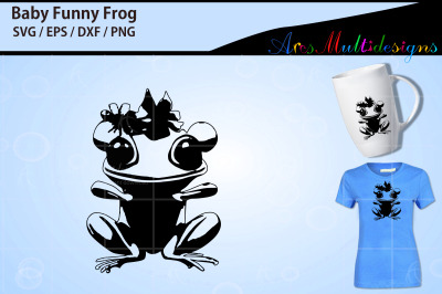 Baby funny frog silhouette