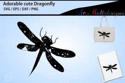 Adorable cute dragonfly silhouette