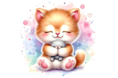 baby animal cute cat watercolor