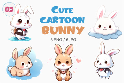 Cute cartoon Bunny 05. TShirt Sticker, PNG.