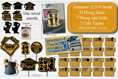 Graduation Bundle SVG 2024 Money Holder Topper SVG 2024 Graduation Pap