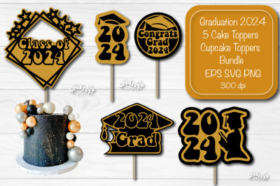 Graduation 2024 cake topper Bundle Cupcake topper Congrats Graduation