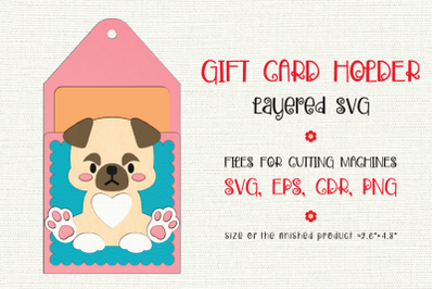 Pug Puppy | Gift Card Holder | Paper Craft Template