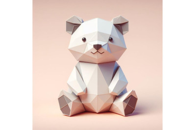 Minimalist Origami bear Playful And Curious High-polygonal Sculpture