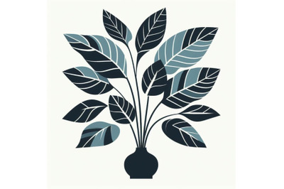 Tropical ficus leaves in a minimalist trendy style. Silhouette of a pl
