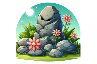 Stone and rock with flower