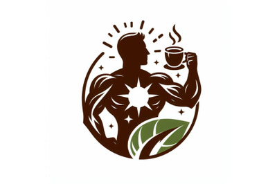silhoutte of healthy male and coffee logo for natural man vitality nut