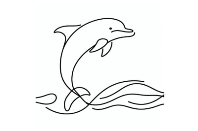 Simple dolphin Continuous line drawing