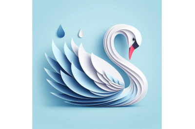 Swan made of paper, abstract art vector