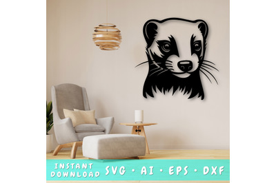 Black-Footed Ferret Laser SVG Cut File, Black-Footed Ferret Glowforge