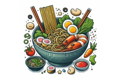 Ramen vector illustration for doodle art on white background