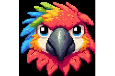 Vector pixel art parrot head