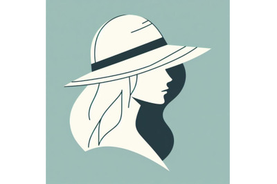 Portrait, head of a girl in a hat. Minimalist art
