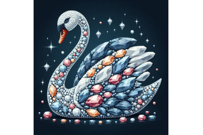 A swan made of beautiful gemstones. Bird