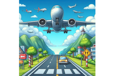 Plane Landing In The road